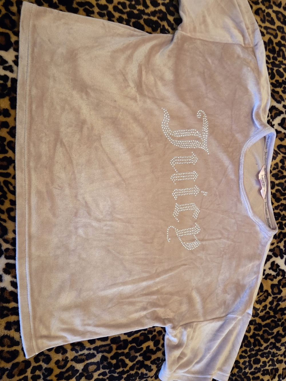 Juicy Couture Dusty Pink Velour Tee with Rhinestone Logo